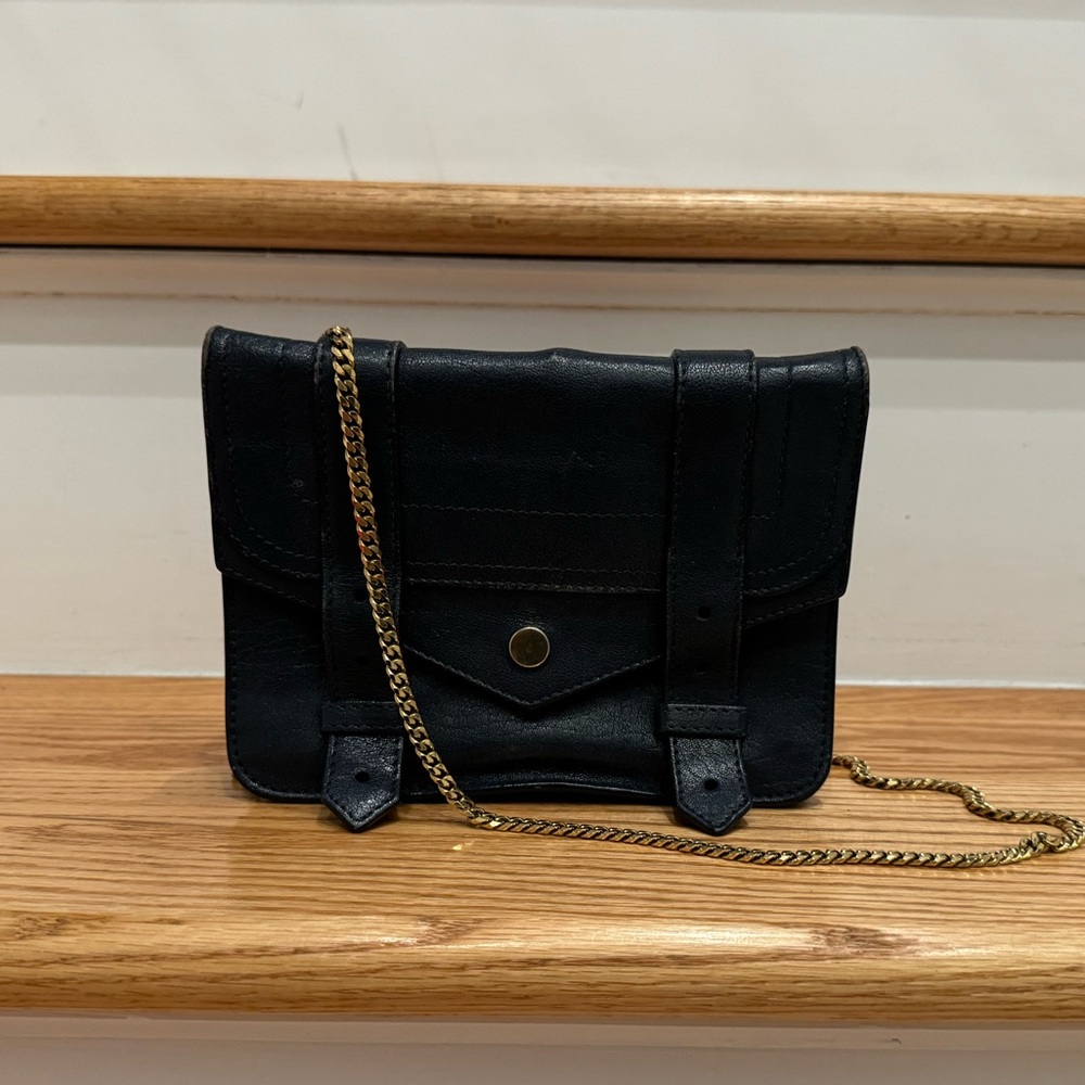 Proenza Schouler, PS1 Wallet on Chain, navy with gold chain